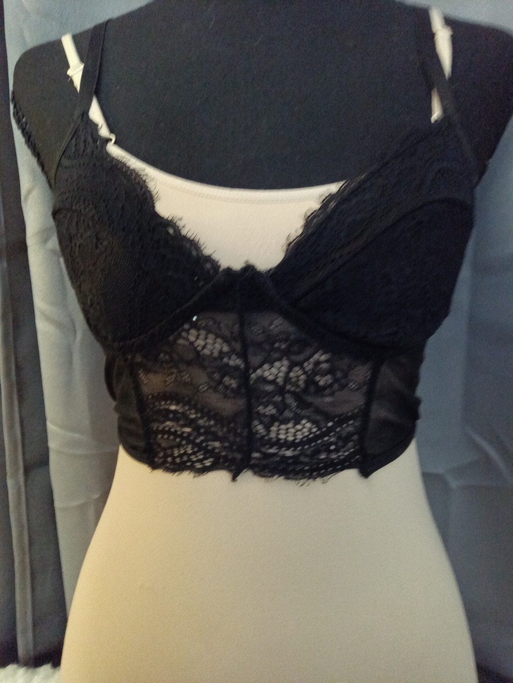 Black Lace Longline Bralette - Women Intimates